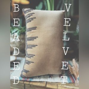 Beaded Cotton Velvet Pillow